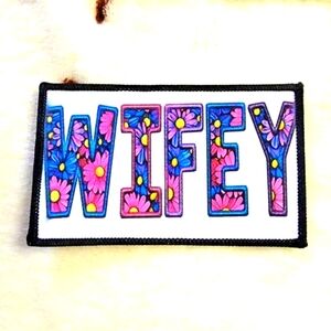 Wifey Floral Sublimation DYI Fabric Hat Patch Glue Iron On Sew Hat Patch